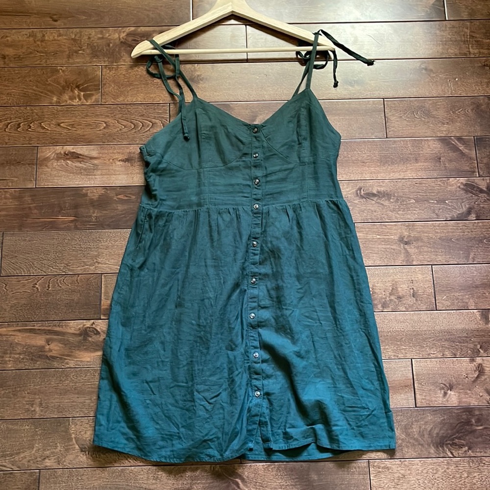 Aerie Evergreen Button Down Summer Dress - Picture 1 of 5